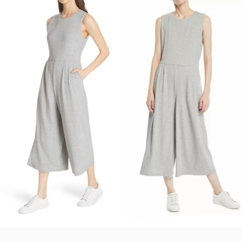 EILEEN FISHER ORGANIC COTTON SPECKLED KNIT JUMPSUIT, SIZE MEDIUM